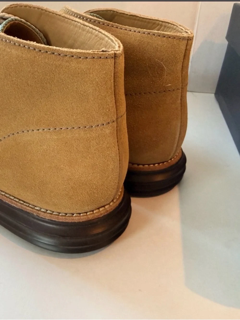 Cole Haan Tan Suede Chukka Boots with Cream Laces